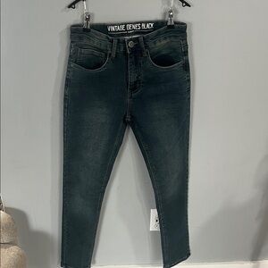 Vintage Genes Black  Men's Black Skinny Jeans 28W 30L